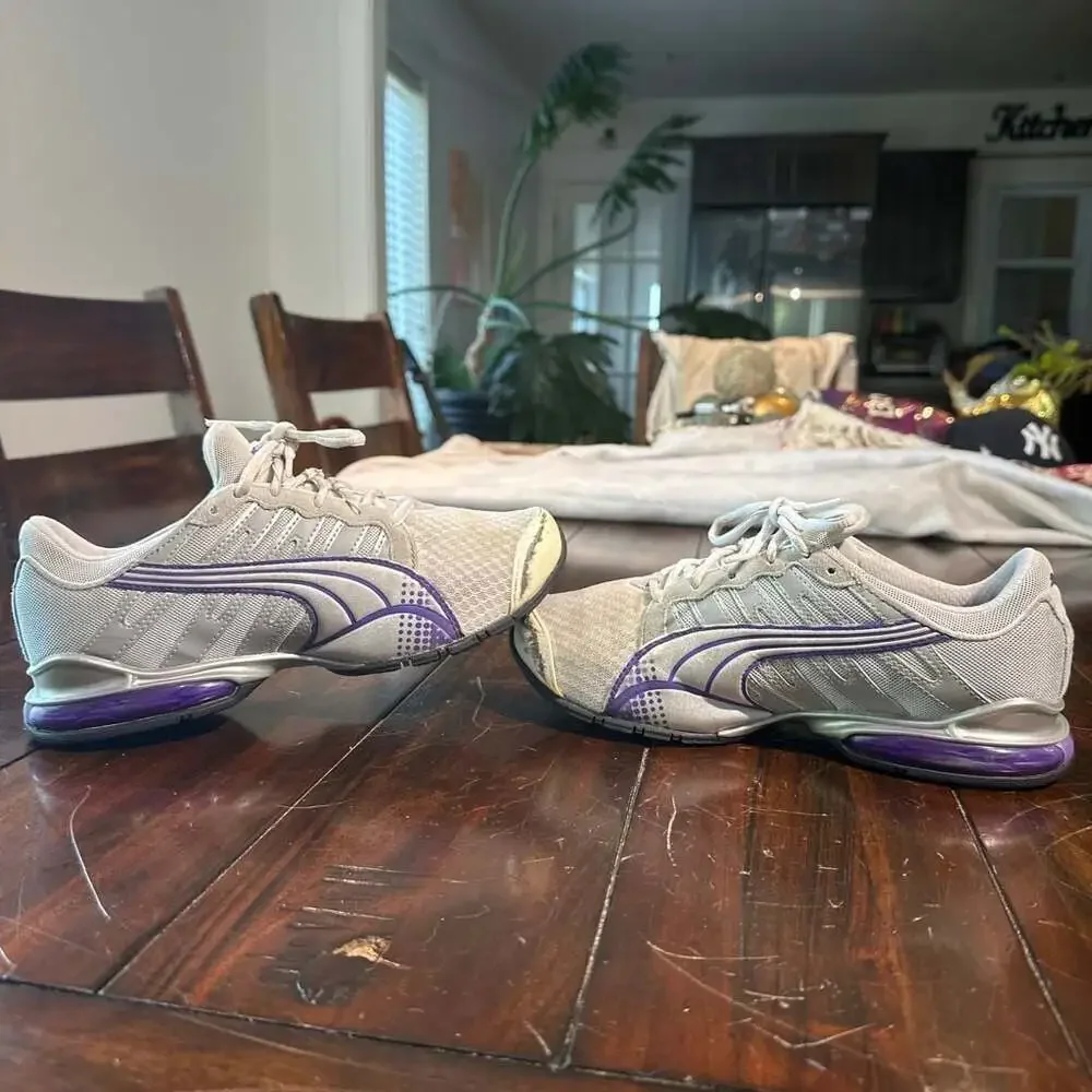 Puma 10 Cell Sport Lifestyle Running Sneakers Gray and Purple